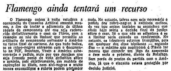 Fla ainda tentará um recurso, informa O Globo Fla ainda tentará um recurso, informa O Globo