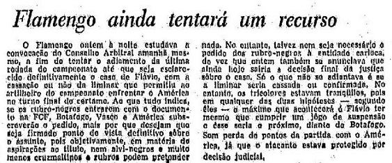 Fla ainda tentará um recurso, informa O Globo