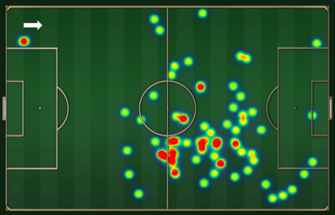 Mapa de calor de Ramires, 'cérebro' da seleção brasileira na ausência de Oscar Mapa de calor de Ramires, 'cérebro' da seleção brasileira na ausência de Oscar