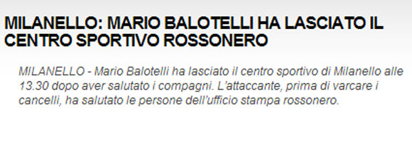Milan colocou em seu site oficial que Mario Balotelli já se despediu dos companheiros Milan colocou em seu site oficial que Mario Balotelli já se despediu dos companheiros