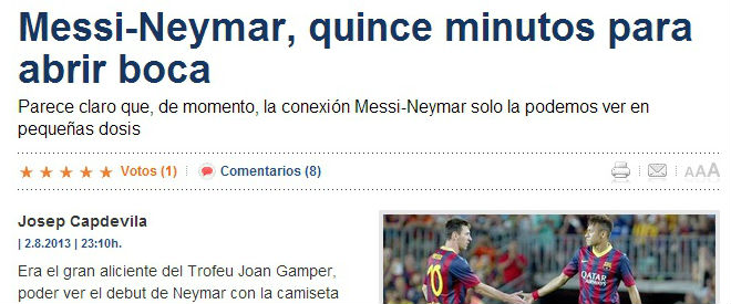 No Sport, Messi e Neymar deixaram a torcida de boca aberta