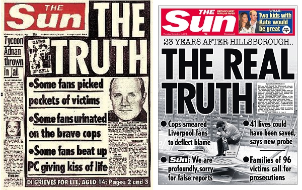 O The Sun em 1989 e 23 aos depois, manchete mentirosa e pedido de desculpas: tarde demais O The Sun em 1989 e 23 aos depois, manchete mentirosa e pedido de desculpas: tarde demais