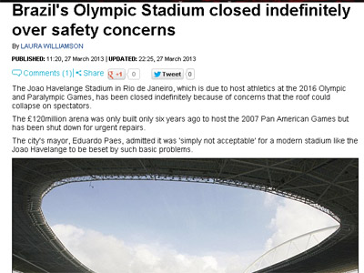 O Daily Mail também noticia a interdição do estádio de 2016