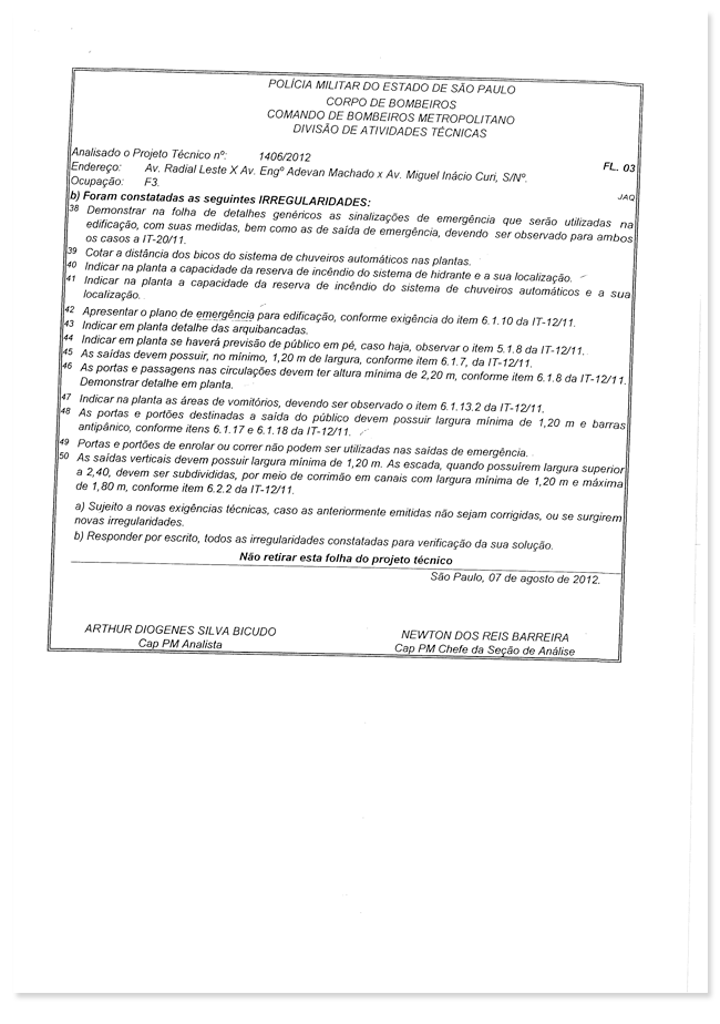 Relatório do Corpo de Bombeiros Relatório do Corpo de Bombeiros