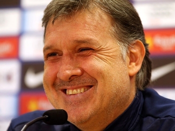 Gerardo Martino, técnico do Barcelona, em entrevista coletiva Gerardo Martino, técnico do Barcelona, em entrevista coletiva