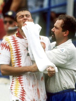 Luis Enrique, alvo da cotovelada de Tassotti Luis Enrique, alvo da cotovelada de Tassotti