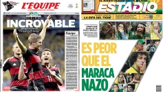 No francês L'Équipe, a 'incrível' Alemanha; no mexicano Estadio, 'pior que o Maracanazo' 