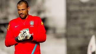 Goleiro Diego Cavalieri, em treino da seleção brasileira no CT do Corinthians