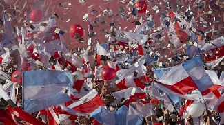 Torcida do River no clássico com o Boca no Monumental