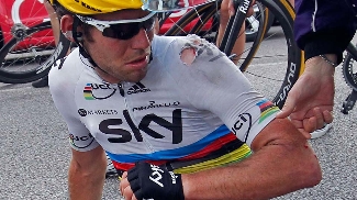 Mark Cavendish se envolveu em acidente no final e teve sua prova comprometida