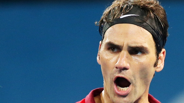 Roger Federer Comemora Milos Raonic ATP Brisbane Tenis 11/01/2015