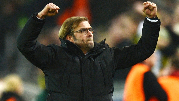 Klopp festeja durante a vitória do Borussia Dortmund sobre o Real Madrid