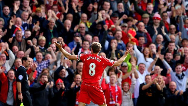 Gerrard, mais uma vez, trouxe alegria ao torcedor do Liverpool Gerrard, mais uma vez, trouxe alegria ao torcedor do Liverpool