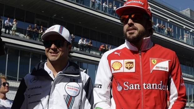 Felipe Massa e Fernando Alonso, companheiros de Ferrari entre 2010 e 2013 Felipe Massa e Fernando Alonso, companheiros de Ferrari entre 2010 e 2013
