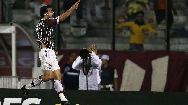 Fred comemora o gol do Fluminense sobre o Emelec em São Januário Fred comemora o gol do Fluminense sobre o Emelec em São Januário