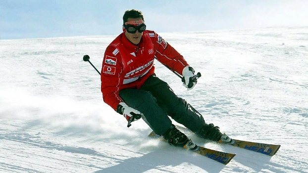 Schumacher esquia em Madonna Di Campiglio, na Itália, em 2004