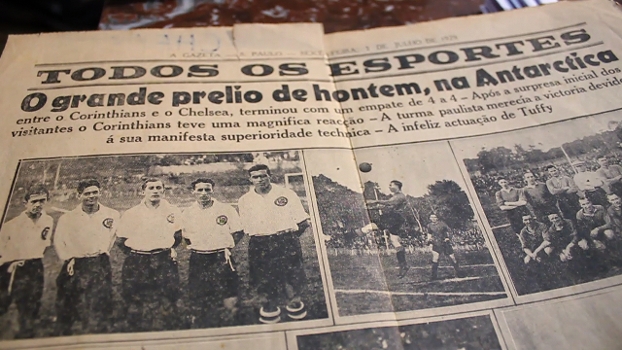 Página original de 'A Gazeta' sobre Corinthians x Chelsea, em 4 de julho de 1929