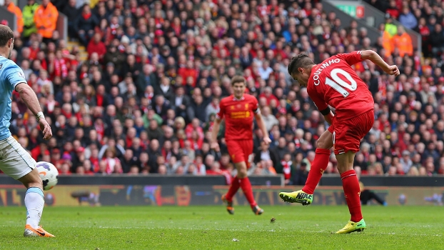 Philippe Coutinho Gol Liverpool Manchester City Campeonato Inglês 13/04/2014