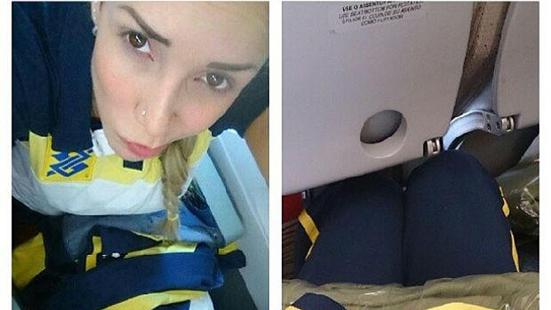 Thaísa postou foto no Instagram para mostrar situação no avião