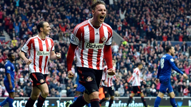 Conor Wickham comemora um de seus gols na vitória do Sunderland Conor Wickham comemora um de seus gols na vitória do Sunderland