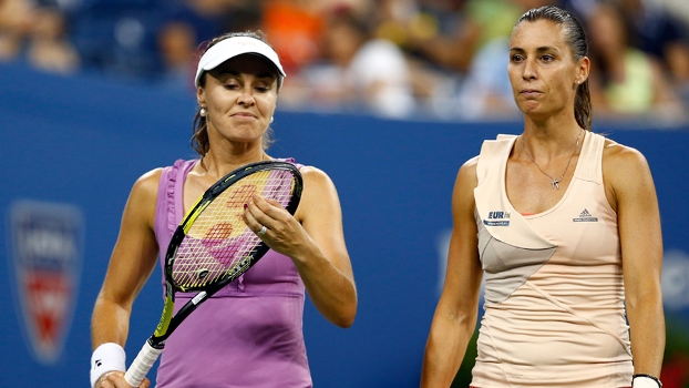 Martina Hingis e Flavia Pennetta perderam nas duplas femininas Martina Hingis e Flavia Pennetta perderam nas duplas femininas