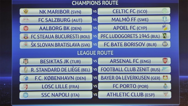 Sorteio definiu os confrontos do último playoff da Uefa Champions League antes dos grupos Sorteio definiu os confrontos do último playoff da Uefa Champions League antes dos grupos