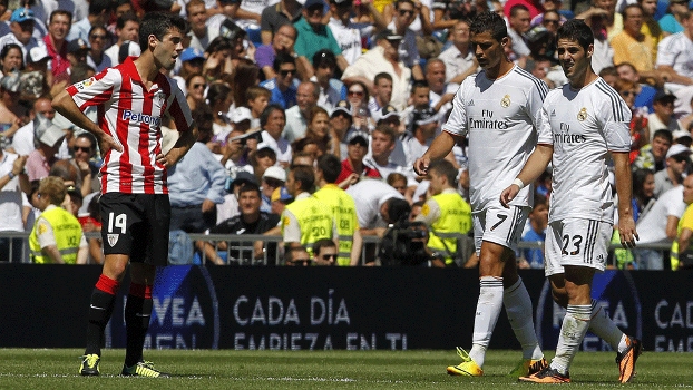 Isco marcou dois gols, e Ronaldo quebrou o 'jejum' na vitória do Real Madrid sobre o Athletic Bilbao