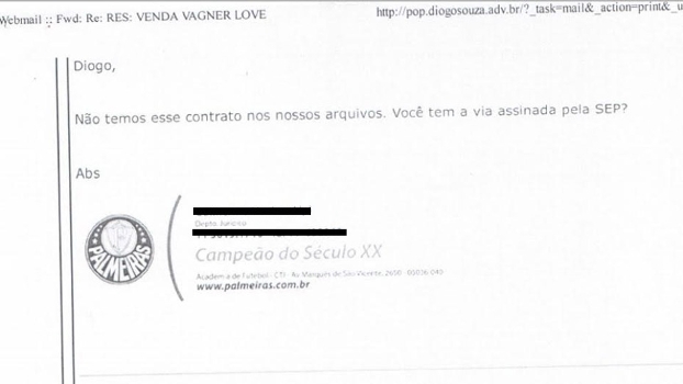 A - Representante de ex-agente cobrava comissão por venda de Vagner Love