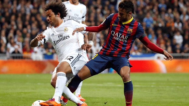 Duelo de brasileiros: Marcelo e Neymar disputam o Superclássico Duelo de brasileiros: Marcelo e Neymar disputam o Superclássico