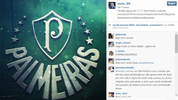 Dudu comemora acerto com o Palmeiras e faz promessa a Paulo Nobre e torcida