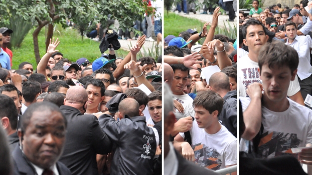 Distribuição de ingressos para a pesagem do UFC SP terminou em confusão no Anhangabaú Distribuição de ingressos para a pesagem do UFC SP terminou em confusão no Anhangabaú