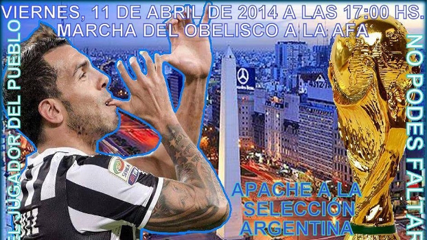 Por Tevez na Copa, argentinos organizam passeata e esperam reunir 5 mil nas ruas