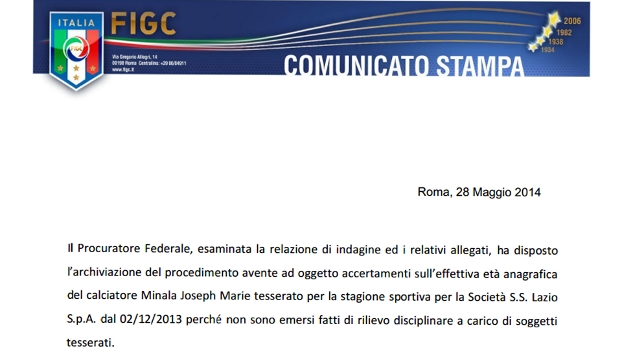Comunicado oficial da Federação Italiana Comunicado oficial da Federação Italiana