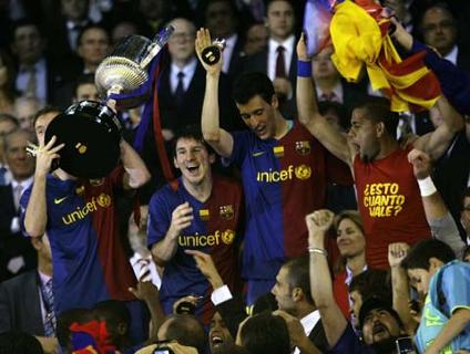 Veja celebra��o dos jogadores do Barcelona, campe�es da Copa do Rei